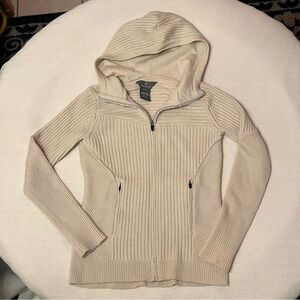 Aether wool cashmere tan ribbed moto hoodie XS 1